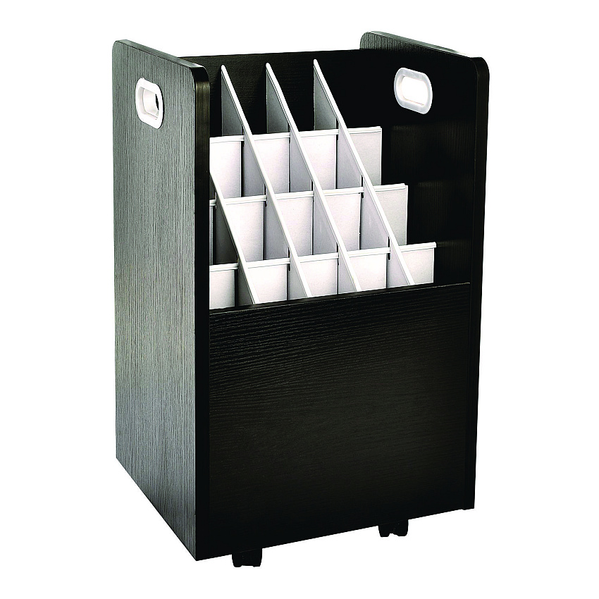 AdirOffice 20-Slot Mobile Rolling Wood Blueprint Storage Cabinet Roll File Large Document Organizer, 15.25 x 13.25 x 24.75, Black (I624BLK)