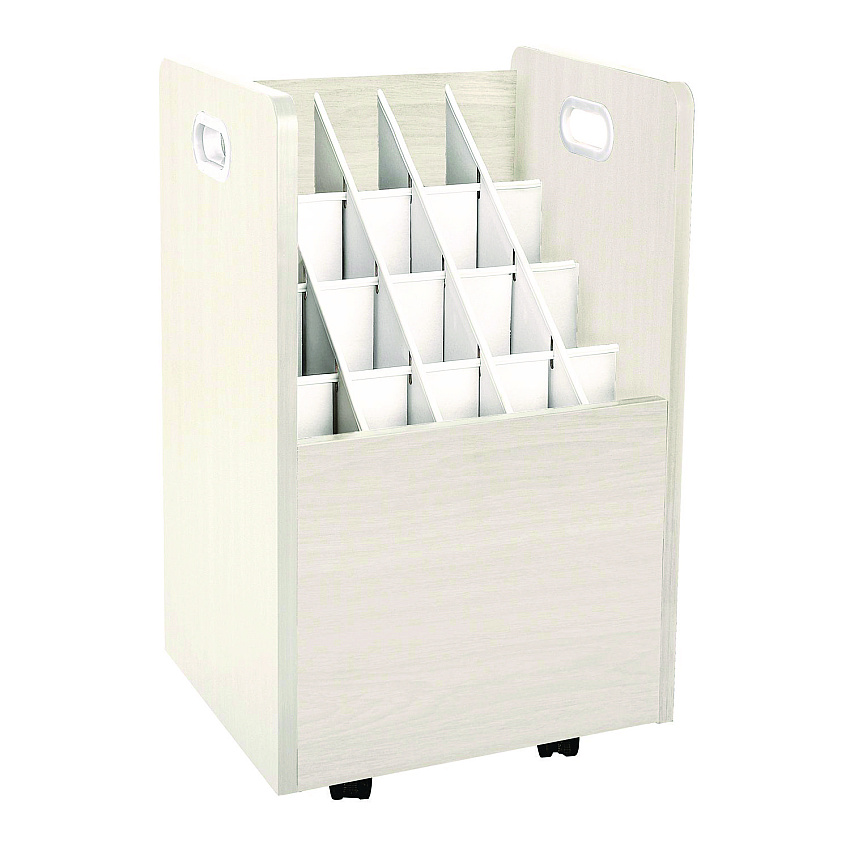 AdirOffice 20-Slot Mobile Rolling Wood Blueprint Storage Cabinet Roll File Large Document Organizer, 15.25 x 13.25 x 24.75, White (I624WHI)
