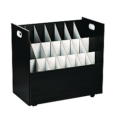 AdirOffice 21-Slot Mobile Rolling Wood Blueprint Storage Cabinet Roll File Large Document Organizer, 30 x 15.75 x 28.5, Black (I625BLK)