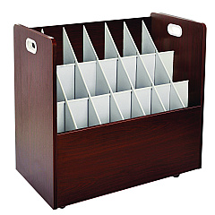 AdirOffice 21-Slot Mobile Rolling Wood Blueprint Storage Cabinet Roll File Large Document Organizer, 30 x 15.75 x 28.5, Mahogany (I625MA)