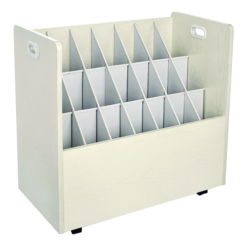 AdirOffice 21-Slot Mobile Rolling Wood Blueprint Storage Cabinet Roll File Large Document Organizer, 30 x 15.75 x 28.5, White (I625WHI)