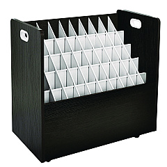 AdirOffice 50-Compartment Mobile Wood Blueprint Rolled File Storage Organizer, 50 Compartments, 30 x 15.75 x 28.5, Black (I626BLK)