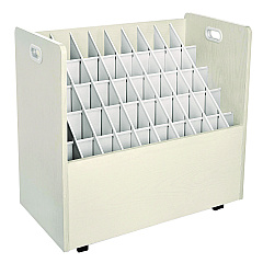 AdirOffice 50-Compartment Mobile Wood Blueprint Rolled File Storage Organizer, 50 Compartments, 30 x 15.75 x 28.5, White (I626WHI)