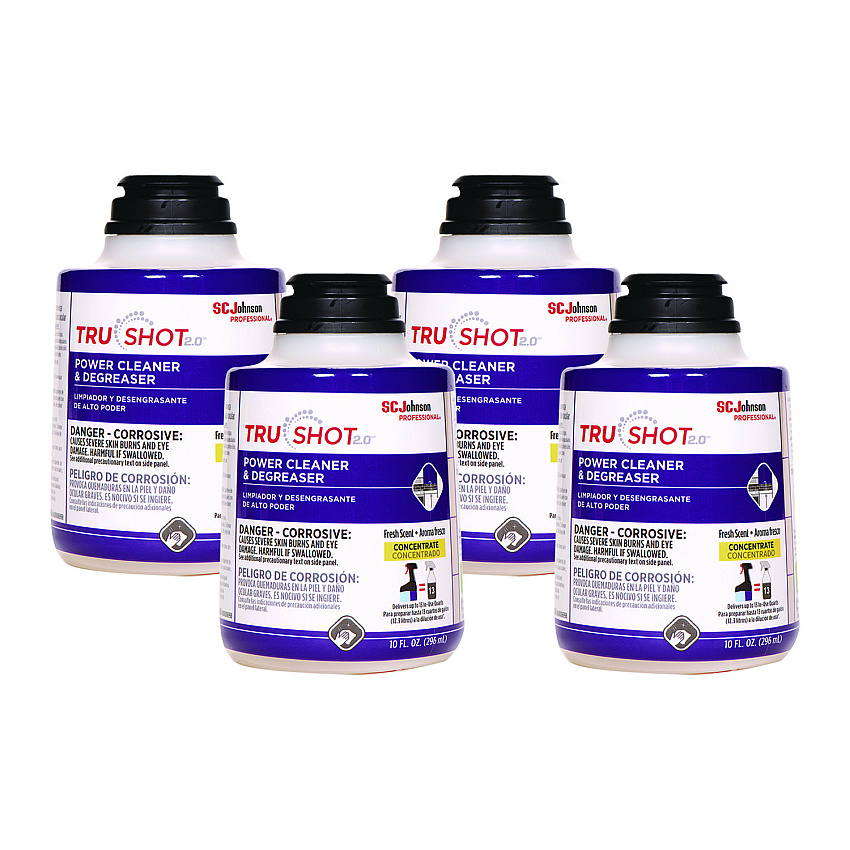 SC Johnson Professional TruShot 2.0 Power Cleaner, Clean Fresh Scent, 10 oz Cartridge, 4/Carton (315386)