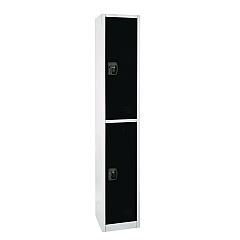 AdirOffice Steel Storage Locker, 2 Compartment, 12 x 12 x 72, Black (I629202BLK)