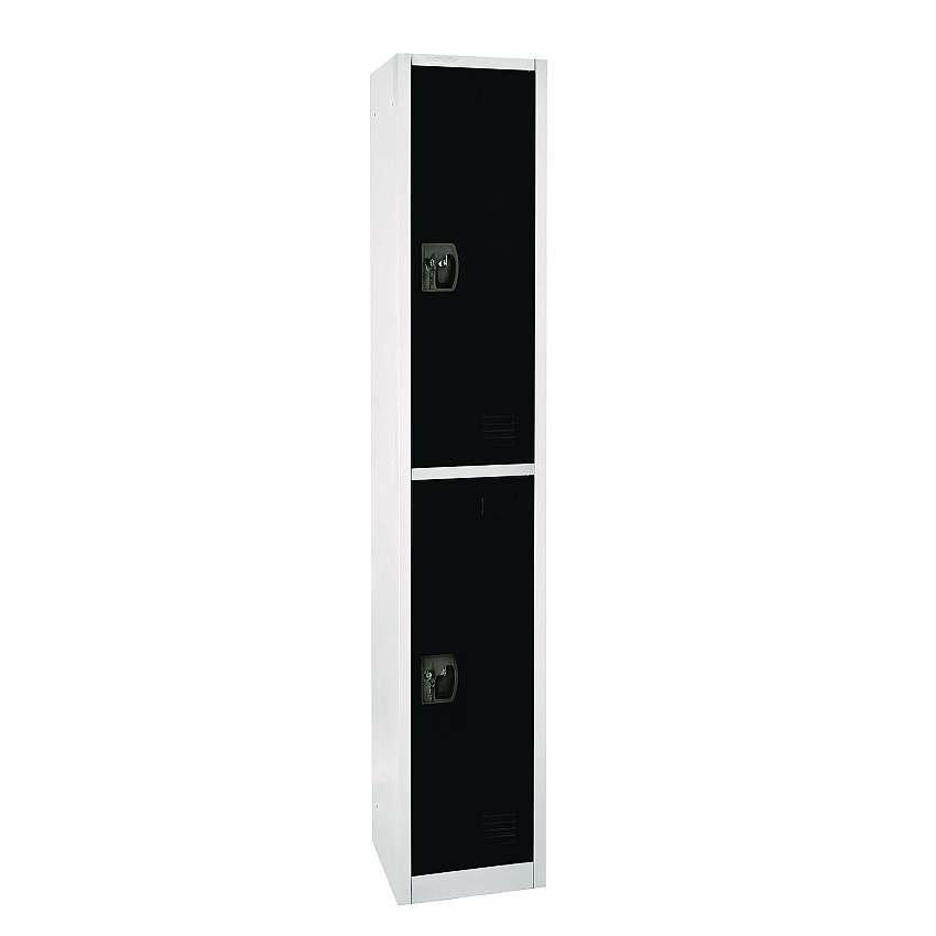 AdirOffice Steel Storage Locker, 2 Compartment, 12 x 12 x 72, Black (I629202BLK)