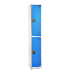 AdirOffice Steel Storage Locker, 2 Compartment, 12 x 12 x 72, Blue (I629202BLU)