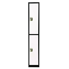 AdirOffice Steel Storage Locker, 2 Compartment, 12 x 12 x 72, Black Body/White Doors (I629202BW)