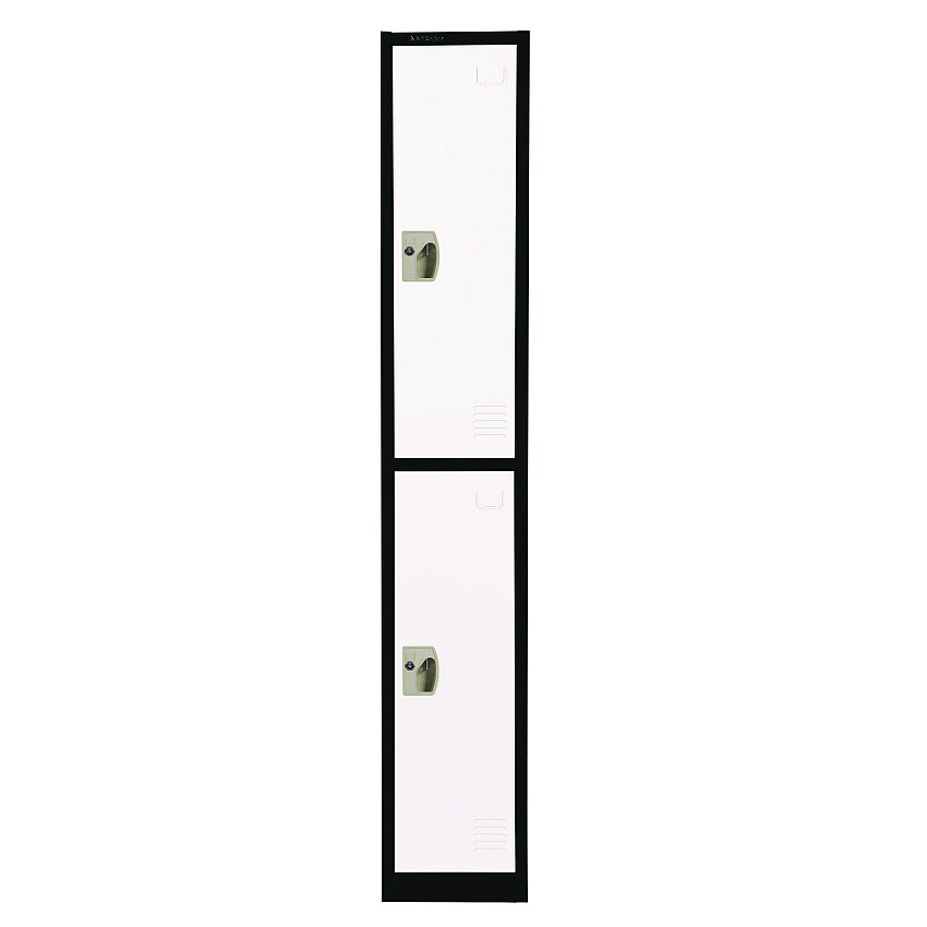 AdirOffice Steel Storage Locker, 2 Compartment, 12 x 12 x 72, Black Body/White Doors (I629202BW)