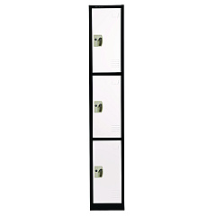 AdirOffice Steel Storage Locker, 3 Compartment, 12 x 12 x 72, Black Body/White Doors (I629203BW)
