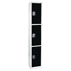 AdirOffice Steel Storage Locker, 3 Compartment, 12 x 12 x 72, Black (I629203BLK)