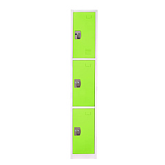 AdirOffice Steel Storage Locker, 3 Compartment, 12 x 12 x 72, Green (I629203GRN)
