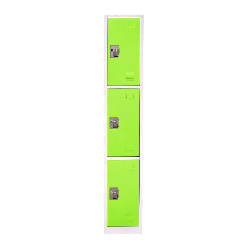 AdirOffice Steel Storage Locker, 3 Compartment, 12 x 12 x 72, Green (I629203GRN)