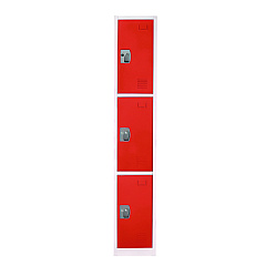 AdirOffice Steel Storage Locker, 3 Compartment, 12 x 12 x 72, Red (I629203RED)