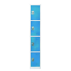 AdirOffice Steel Storage Locker, 4 Compartment, 12 x 12 x 72, Blue (I629204BLU)