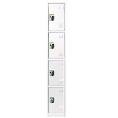 AdirOffice Steel Storage Locker, 4 Compartment, 12 x 12 x 72, White (I629204WHI)
