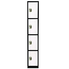 AdirOffice Steel Storage Locker, 4 Compartment, 12 x 12 x 72, Black Body/White Doors (I629204BW)