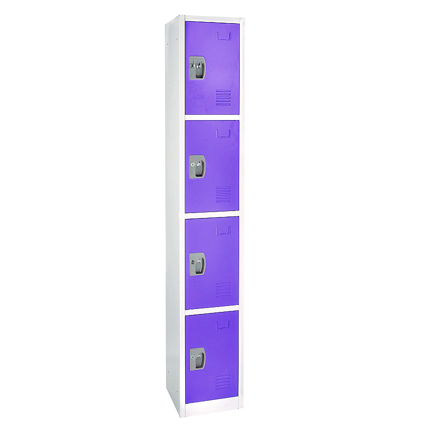 AdirOffice Steel Storage Locker, 4 Compartment, 12 x 12 x 72, Purple (I629204PUR)