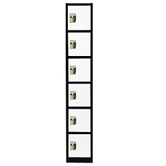 AdirOffice Steel Storage Locker, 6 Compartment, 12 x 12 x 72, Black Body/White Doors (I629206BW)