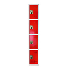 AdirOffice Steel Storage Locker, 4 Compartment, 12 x 12 x 72, Red (I629204RED)