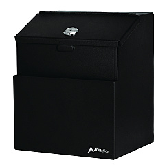 AdirOffice Wall Mountable Steel Suggestion Secure Drop Box with Key, 7 x 6 x 8.5, Stainless Steel 304, Black (I63101BLK)