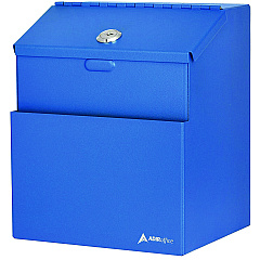 AdirOffice Wall Mountable Steel Suggestion Secure Drop Box with Key, 7 x 6 x 8.5, Stainless Steel 304, Blue (I63101BLU)