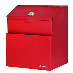 AdirOffice Wall Mountable Steel Suggestion Secure Drop Box with Key, 7 x 6 x 8.5, Stainless Steel 304, Red (I63101RED)