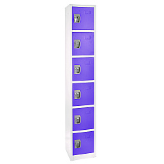 AdirOffice Steel Storage Locker, 6 Compartment, 12 x 12 x 72, Purple (I629206PUR)