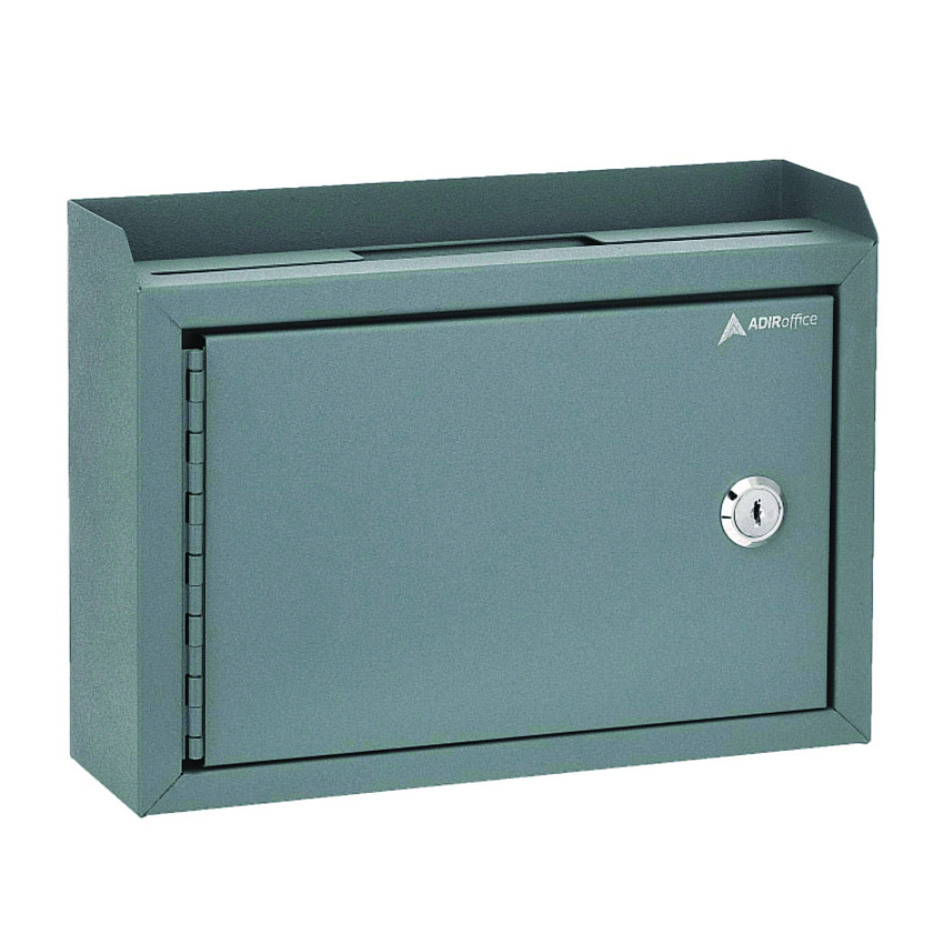 AdirOffice Medium Size Steel Multi-Purpose Secure Drop Box, 9.8 x 3.4 x 7.5, Gray (I63102GRY)