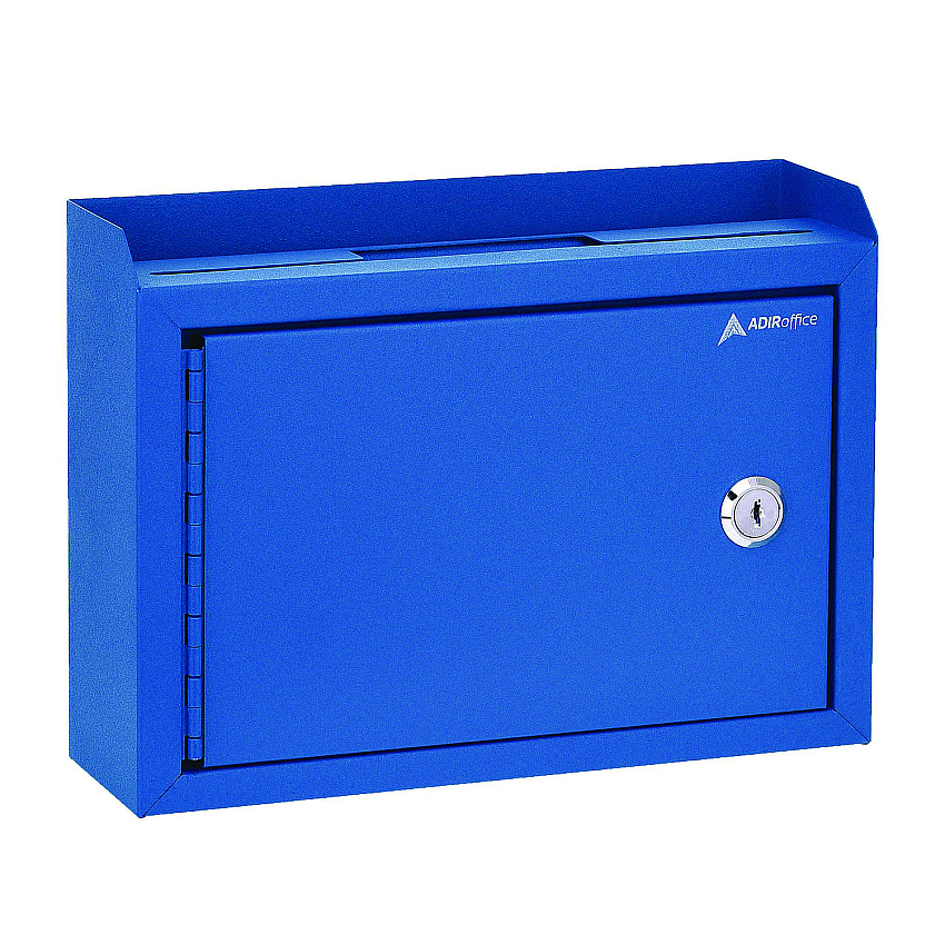 AdirOffice Medium Size Steel Multi-Purpose Secure Drop Box, 9.8 x 3.4 x 7.5, Blue (I63102BLU)