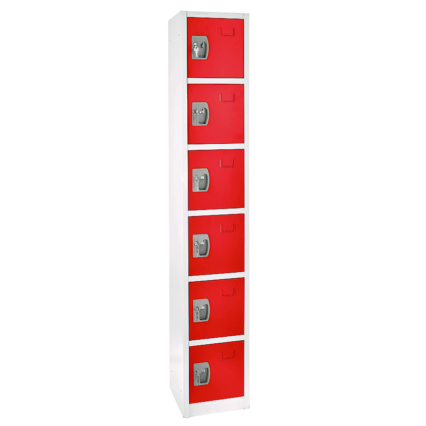 AdirOffice Steel Storage Locker, 6 Compartment, 12 x 12 x 72, Red (I629206RED)