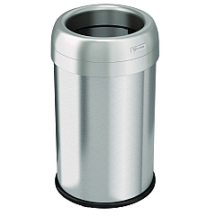 HLS Commercial Open Top Trash Can, 13 gal, Plastic/Stainless Steel, Silver (HLS13STR)