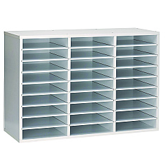 AdirOffice Wooden 27 Compartment Literature Organizer, 27 Sections, Letter Size, 31.49 x 11.81 x 21.65, White (IOF20101WHI)