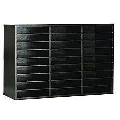 AdirOffice Wooden 27 Compartment Literature Organizer, 27 Sections, Letter Size, 31.49 x 11.81 x 21.65, Black (IOF20101BLK)