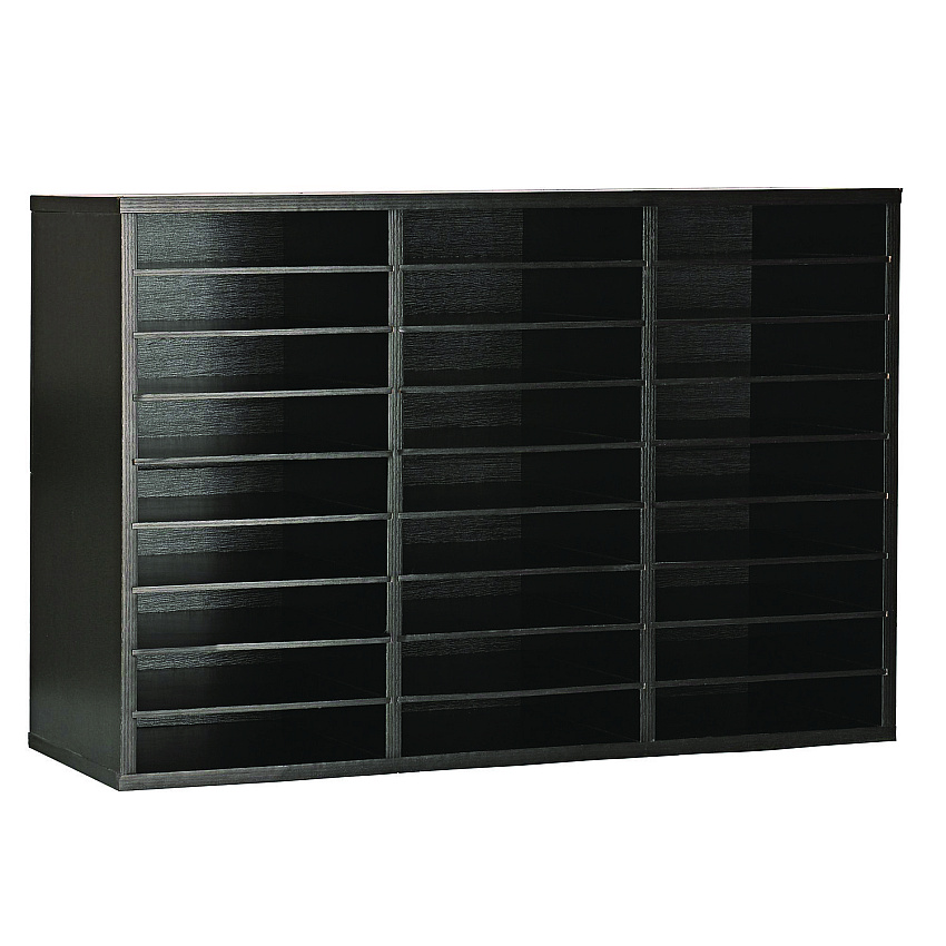 AdirOffice Wooden 27 Compartment Literature Organizer, 27 Sections, Letter Size, 31.49 x 11.81 x 21.65, Black (IOF20101BLK)