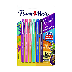 Paper Mate Flair Felt Tip Porous Point Pen, Stick, Medium 0.7 mm, Assorted Ink and Barrel Colors, 6/Pack (1927997)