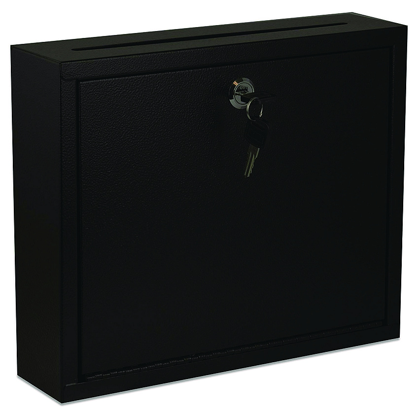 AdirOffice Large Size Steel Multi-Purpose Secure Drop Box, 12 x 3 x 10, Black (I63103BLK)