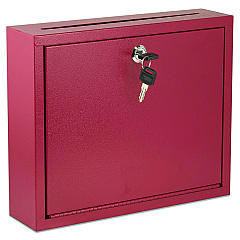 AdirOffice Large Size Steel Multi-Purpose Secure Drop Box, 12 x 3 x 10, Red (I63103RED)