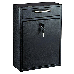 AdirOffice Large Ultimate Secure Drop Box Wall Mounted Mail Box, 11.2 x 4.7 x 16.2, Black (I63104BLK)