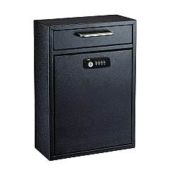 AdirOffice Large Secure Drop Box Wall Mounted Locking Mail Box with Key and Combination lock, 11.2 x 4.7 x 16.2, Black (I63104BLKKC)