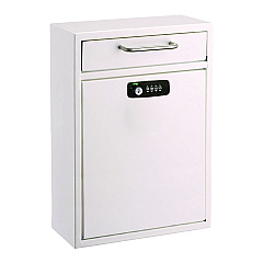 AdirOffice Large Secure Drop Box Wall Mounted Locking Mail Box with Key and Combination lock, 11.2 x 4.7 x 16.2, White (I63104WHIKC)