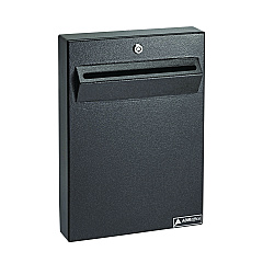 AdirOffice Large Wall Mounted Weatherproof Steel Secure Drop Box, 11 x 2.4 x 16, Black (I63114BLK)