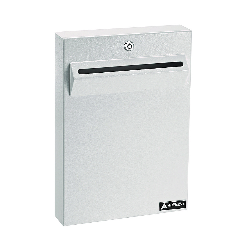AdirOffice Large Wall Mounted Weatherproof Steel Secure Drop Box, 11 x 2.4 x 16, White (I63114WHI)
