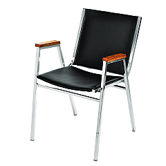 AdirOffice Vinyl Chrome Frame Stackable Office Chair, 16.5 x 22 x 32, Black Seat, Black Back, Chrome Base (I63802BK)