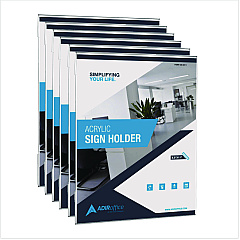 AdirOffice Wall Mount Side-Loading Acrylic Sign Holders, 8 x 11, Clear Frame, 6/Pack (I63985116WM)