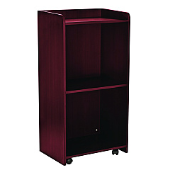 AdirOffice Wood Mobile Presentation Lectern Speaker Stand with Shelves, 22.44 x 16.53 x 45.98, Mahogany (I66107MA)