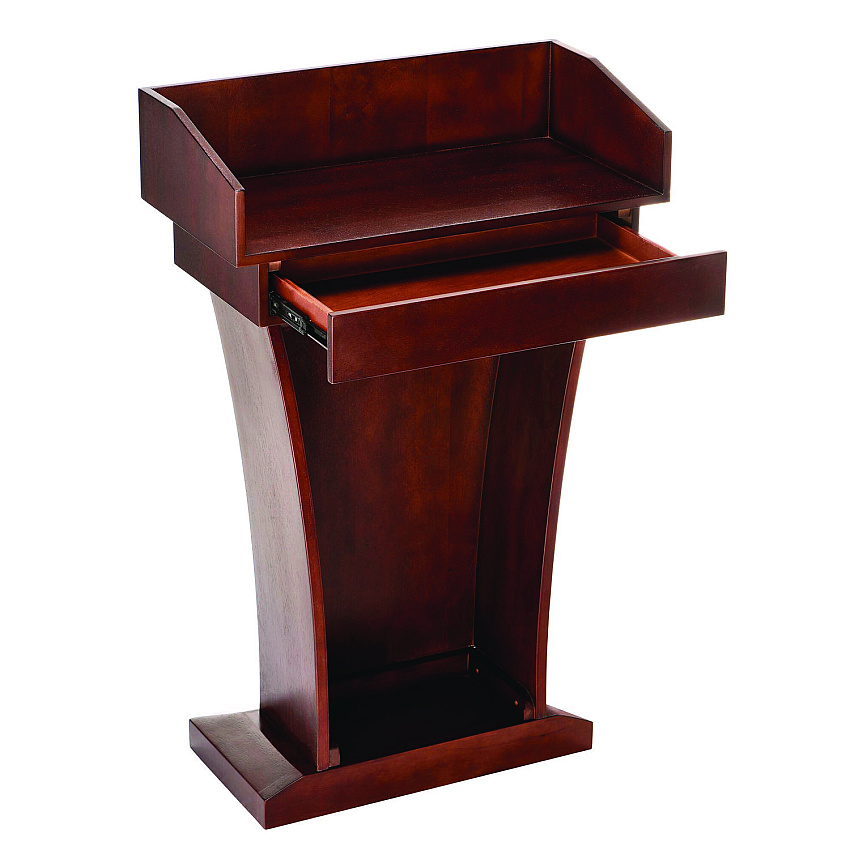 AdirOffice Wood Stand-Up Podium Lectern Speaker Stand with Drawer and Storage Area, 27.55 x 14 x 43.3, Cherry (I661012CH)