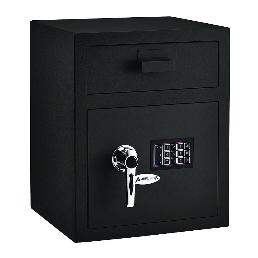 AdirOffice 1.1 cu ft Steel Digital Secure Money Deposit Safe with Digital keypad, 15.3 x 13.5 x 19, Black (I670200BLK)