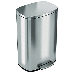 HLS Commercial Step Pedal Trash Can, 13 gal, Plastic/Stainless Steel, Silver (HLSS13R)