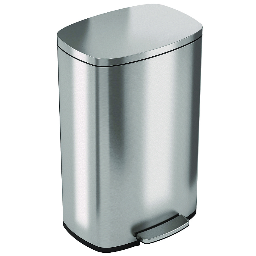 HLS Commercial Step Pedal Trash Can, 13 gal, Plastic/Stainless Steel, Silver (HLSS13R)